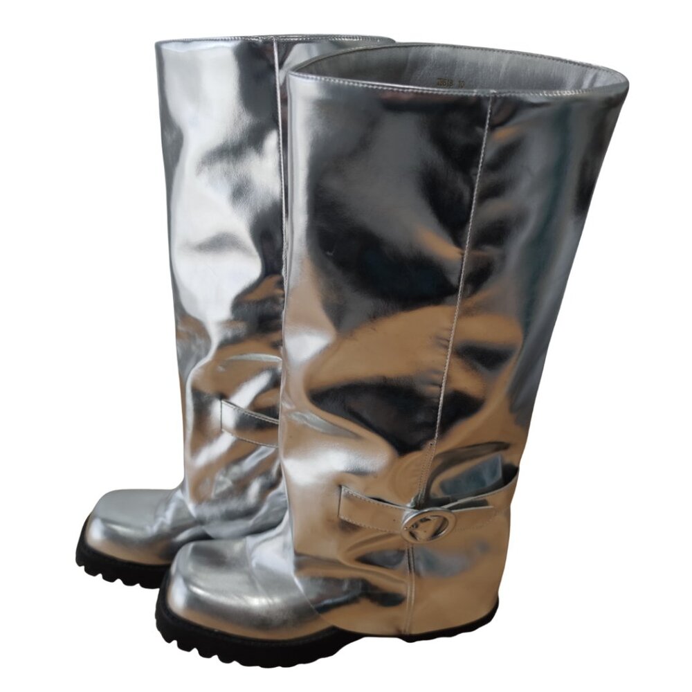 Metallic Silver Knee High Boots - Picture 2 of 10